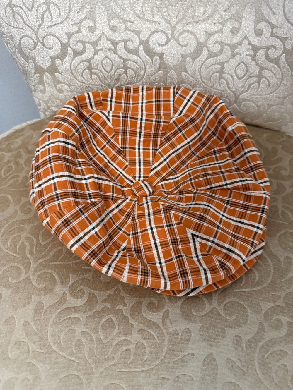 Orange Plaid Newsboy Cap